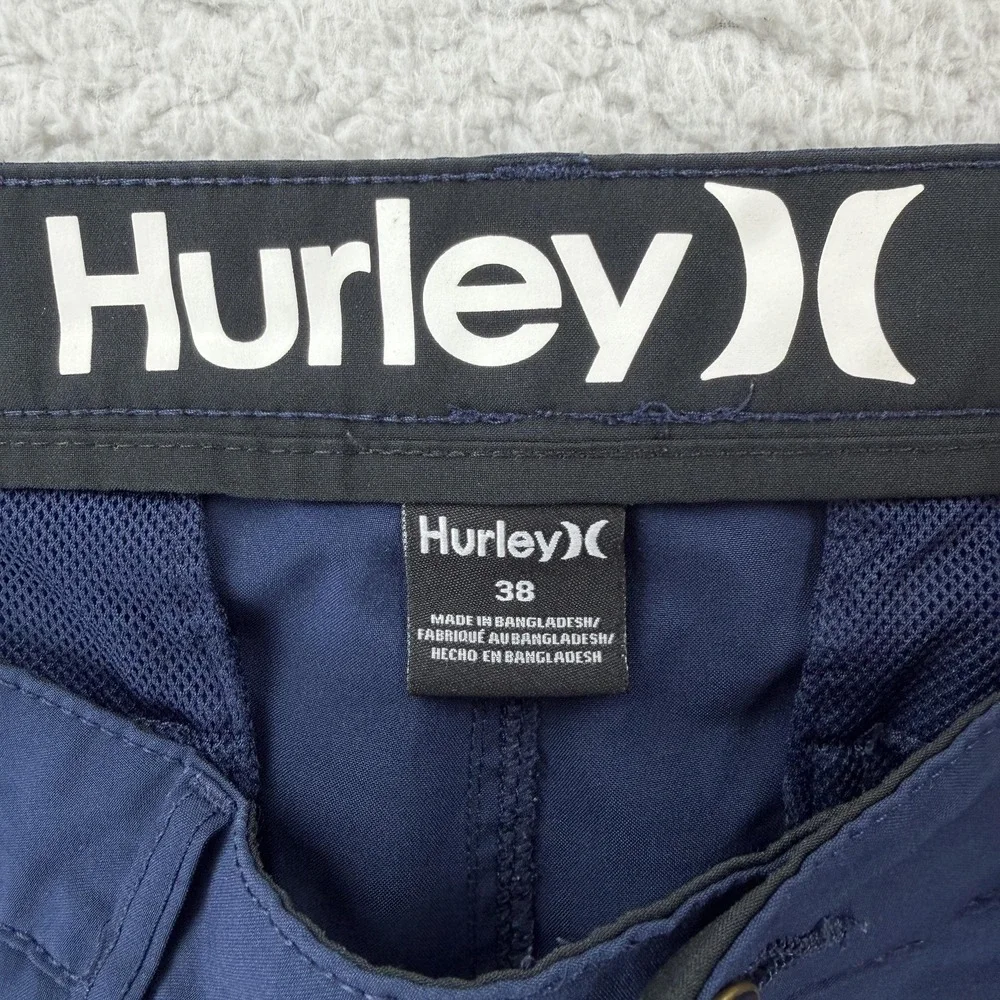 Hurley Shorts Mens 38 Blue Microfiber‎ Chino Flat Front 9 Inseam Casual Summer